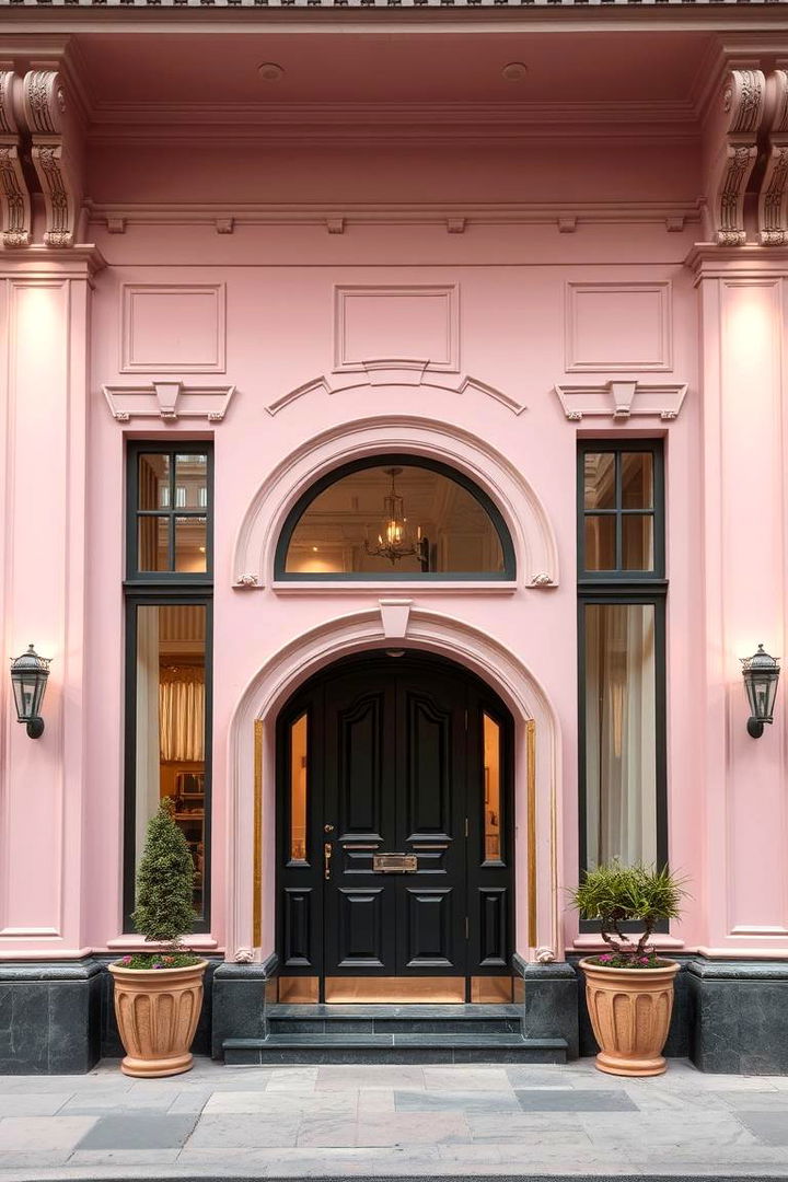 Chic Pink with Metallic Touches - 22 Pink House Exterior Ideas