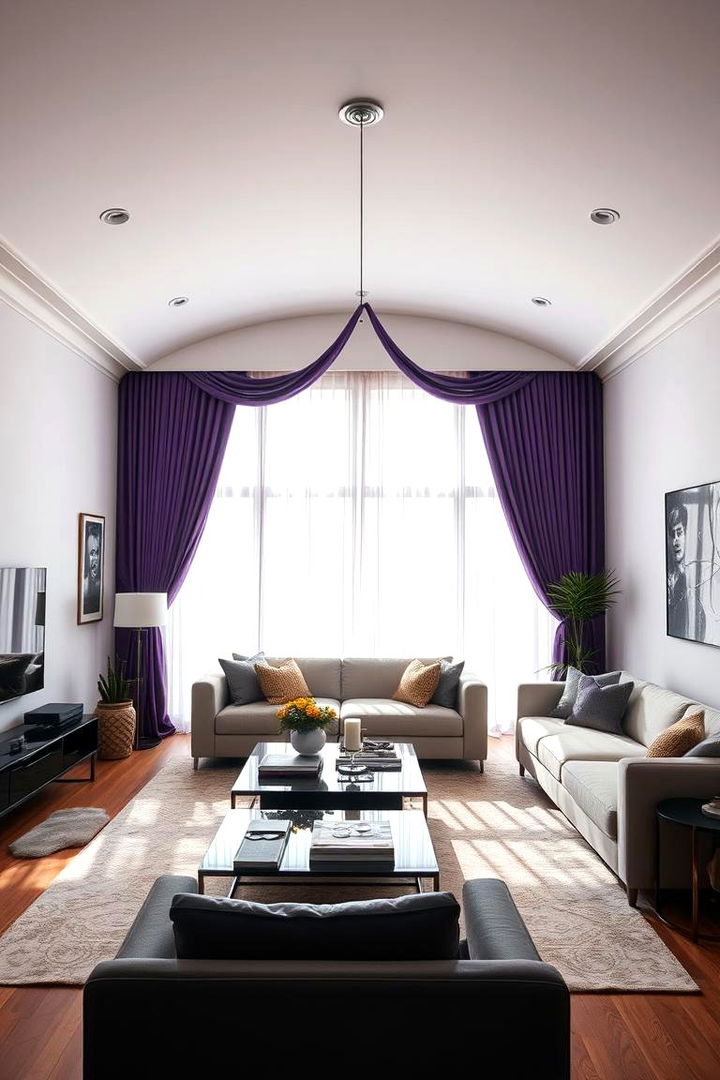Chic Purple Curtains - 22 Purple Living Room Ideas