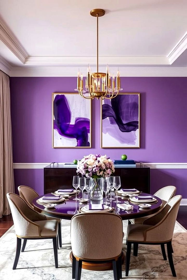 Chic Purple Wall Art - 22 Purple Dining Room Ideas