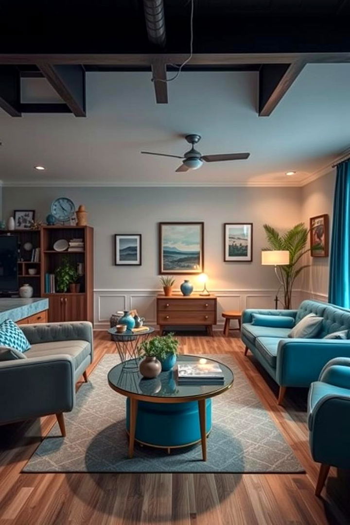 Chic Retro Revival - 22 Blue and Grey Living Room Ideas