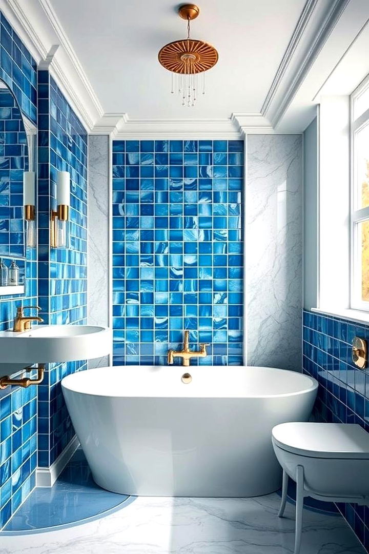 Chic Royal Blue Statements - 22 Blue Tile Bathroom Ideas