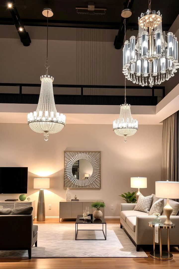 Chic Silver Lighting Fixtures - 22 Silver Living Room Ideas