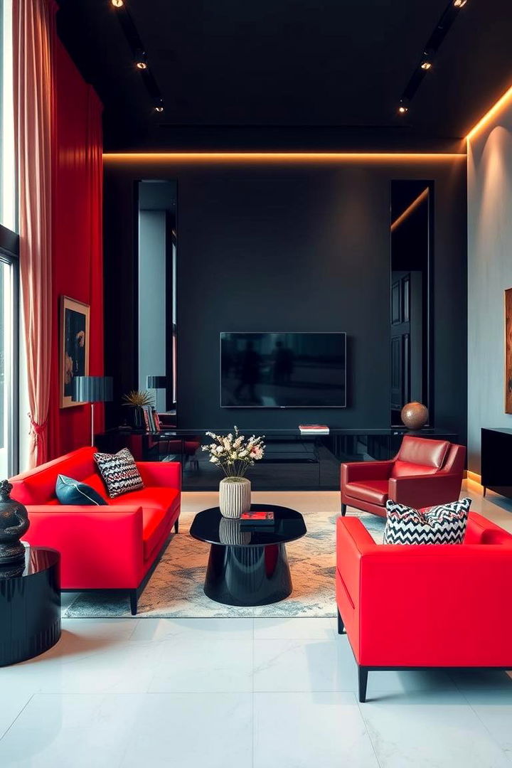 Chic Statement Furniture - 22 Black and Red Living Room Ideas