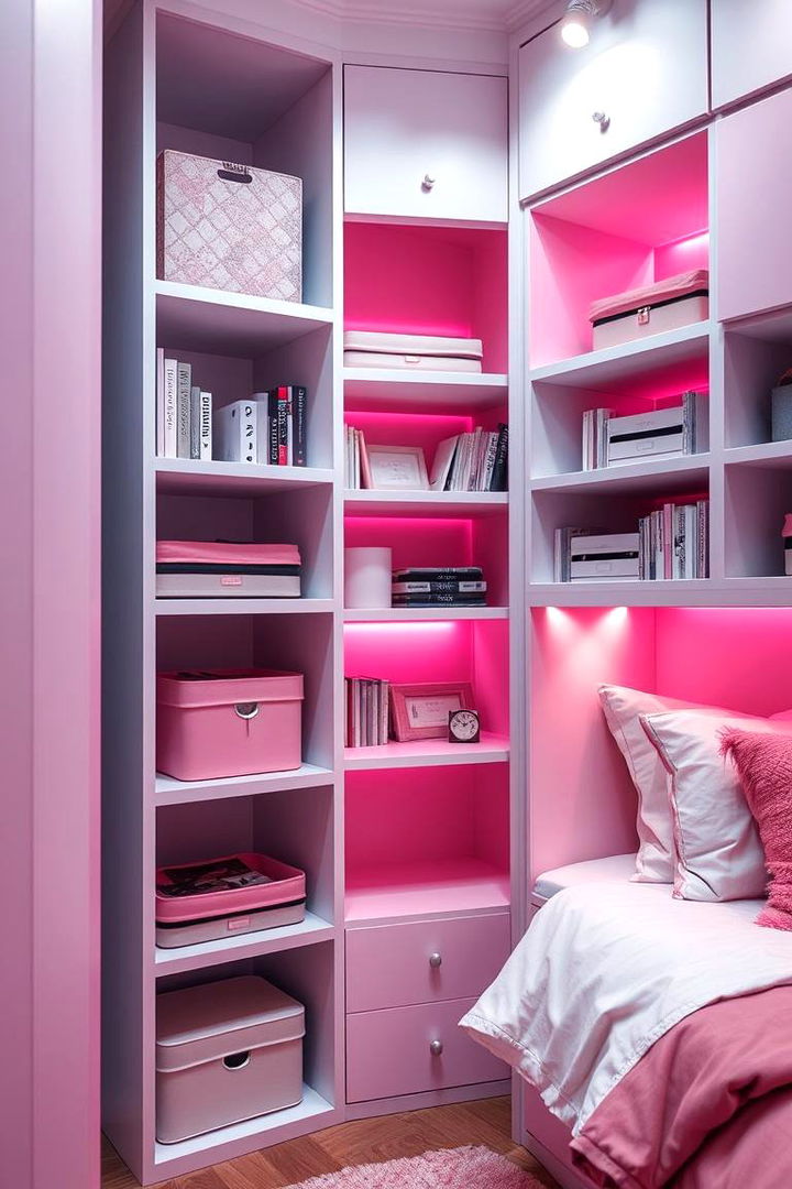 Chic Storage Solutions - 22 Pink Dorm Room Ideas
