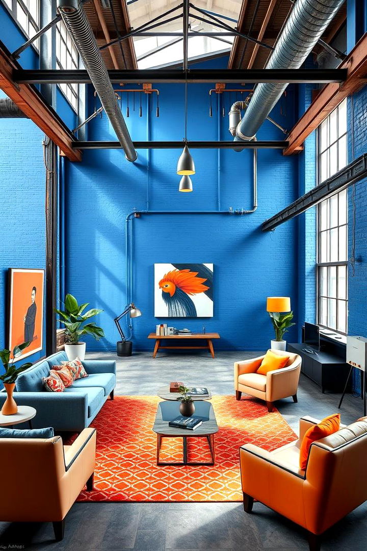 Chic Urban Loft - 22 orange and blue living room ideas