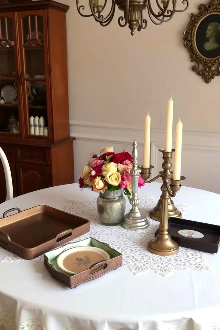 Chic Vintage Accents - 22 Dining Room Table Decor Ideas