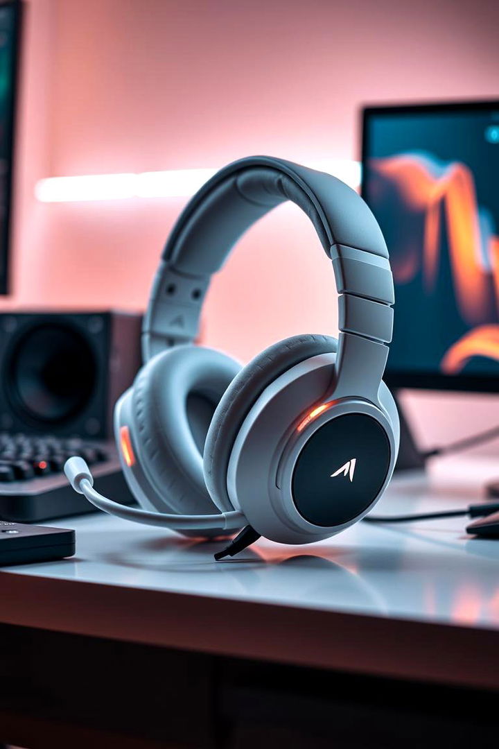 Chic White Headset and Audio Setup - 22 All White Gaming Setup Ideas