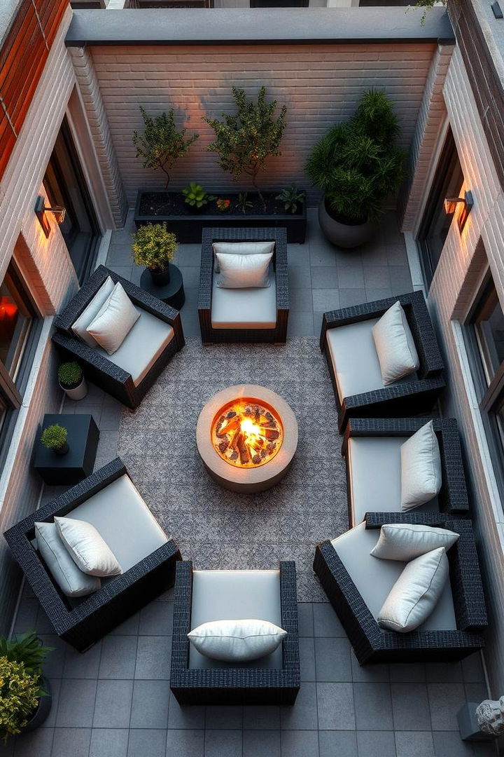 Chic and Compact Urban Patio - 22 Patio Ideas With Firepit