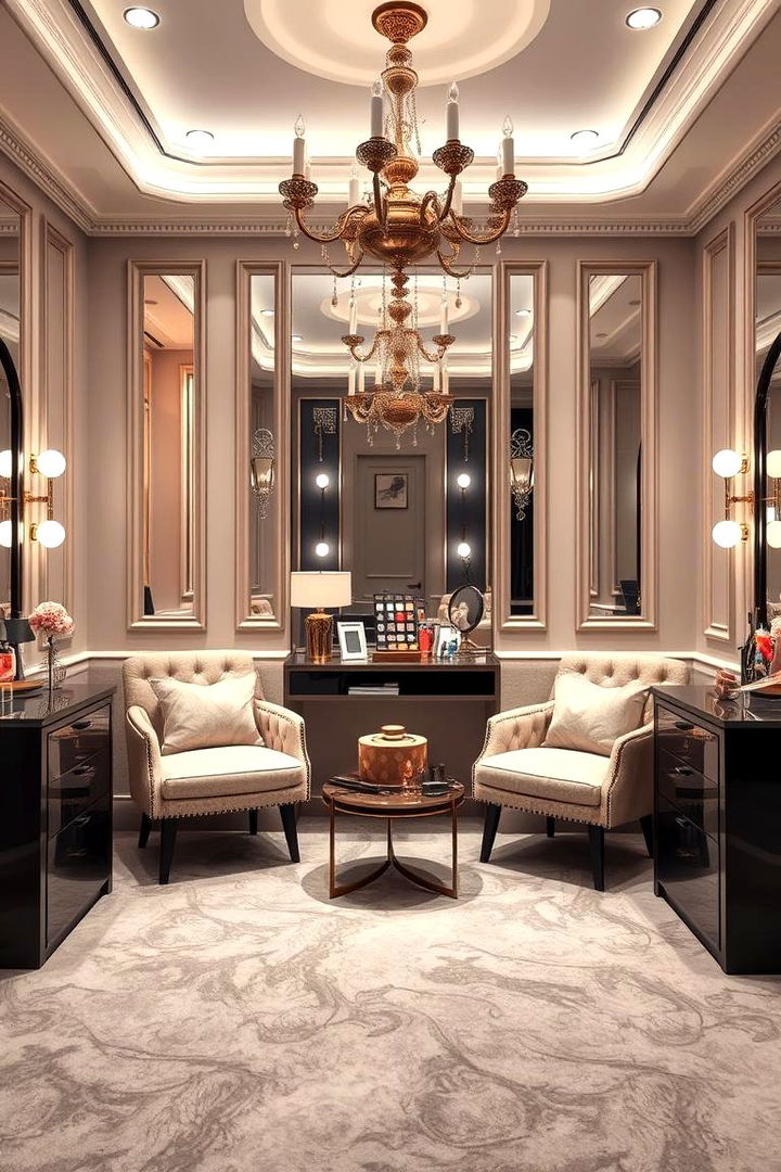 Chic and Elegant Makeup Lounge - 22 Makeup Room Ideas