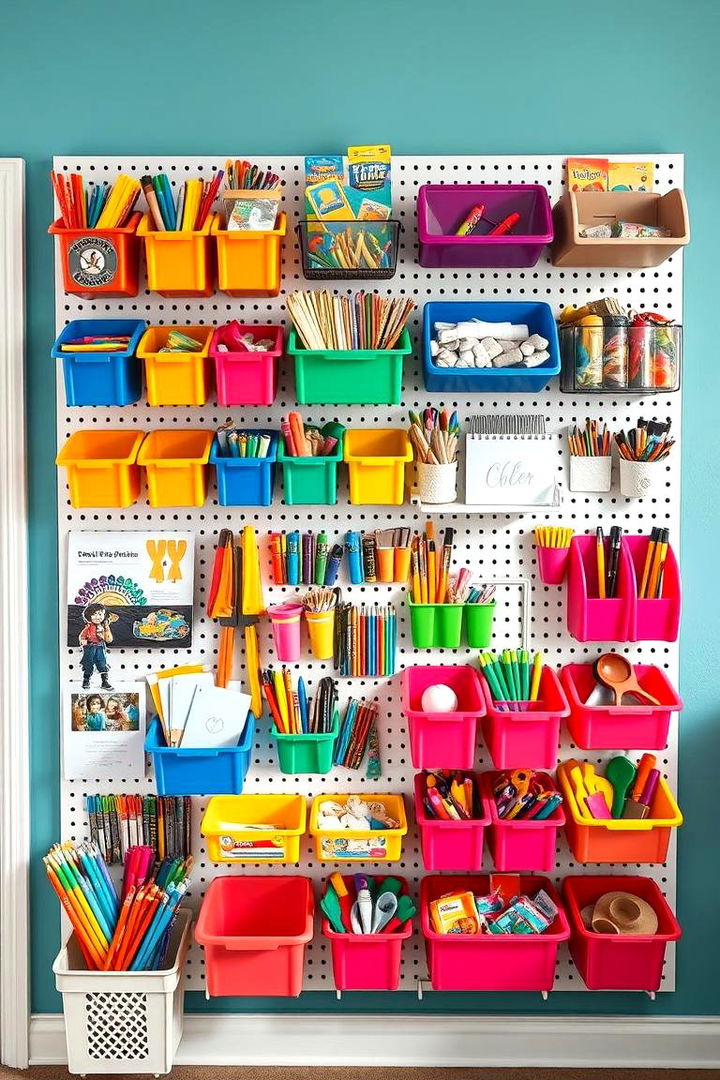 Childrens Playroom Pegboard - 22 Pegboard Ideas
