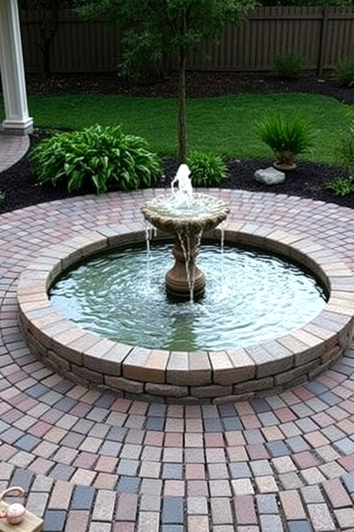 Circular Harmony with Water Feature - 22 Brick Patio Ideas