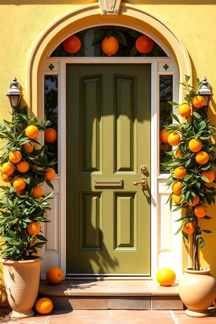 Citrus Inspired Door Accents - 22 Summer Front Door Decor Ideas