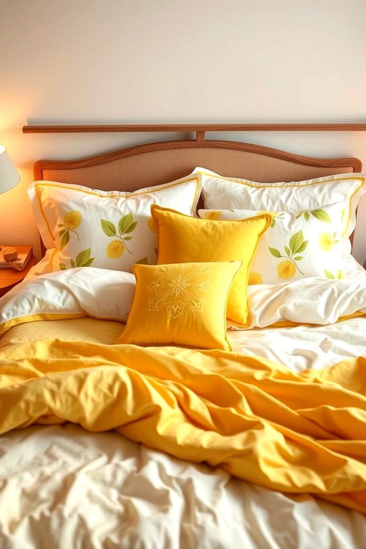Citrusy Bedding Ensemble - 22 Lemon Bedroom Ideas