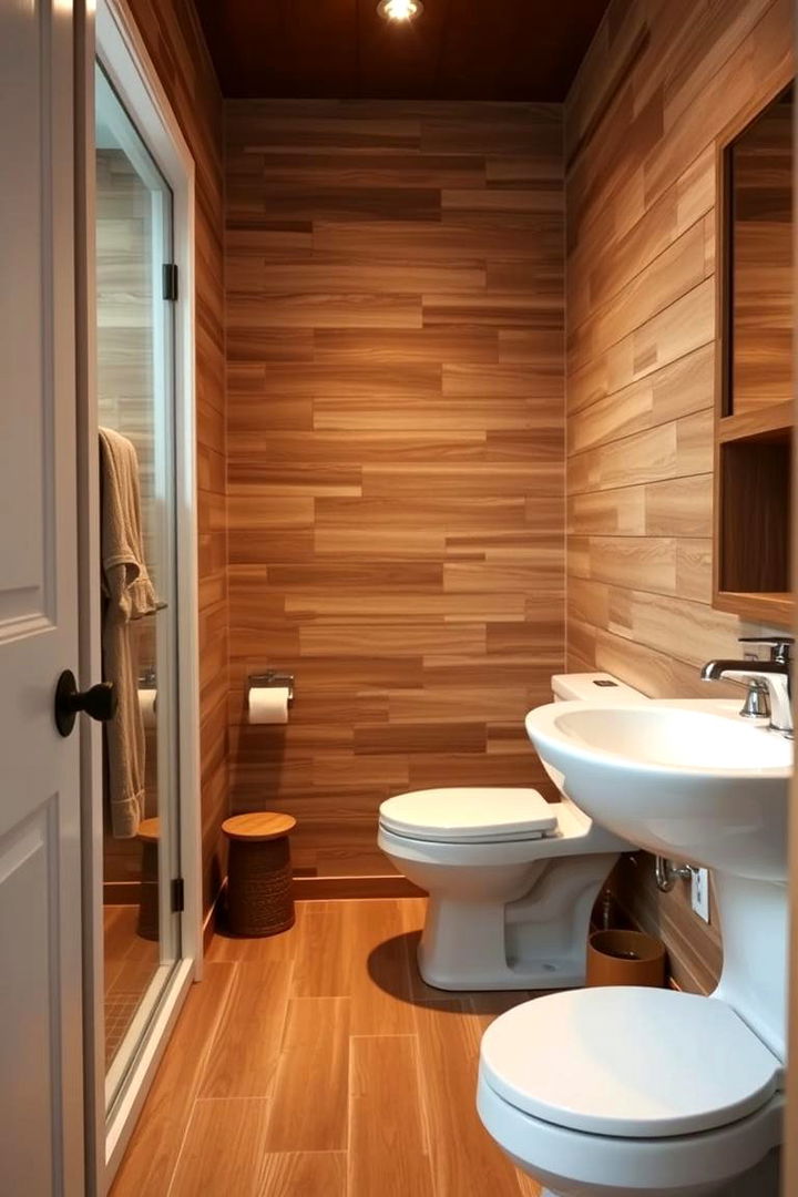 Classic Aesthetic with Plank Tiles - 22 Small Bathroom Flooring Ideas