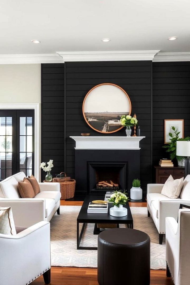Classic Black Elegance - 22 Black Shiplap Fireplace Ideas