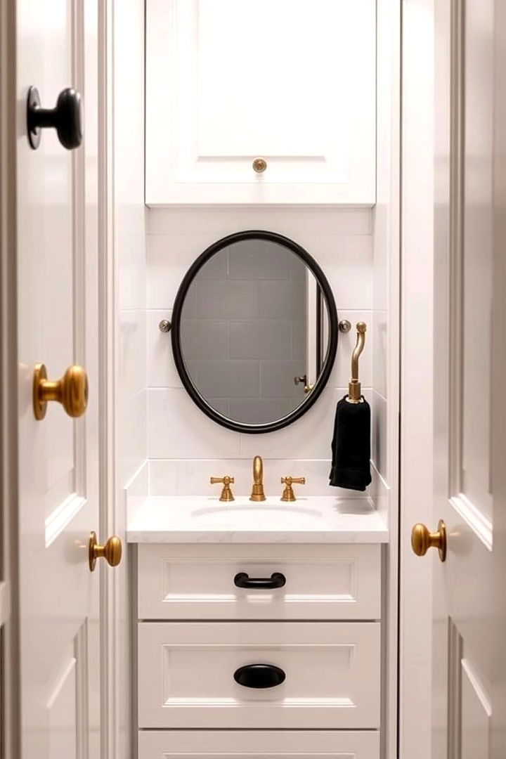 Classic Black and Gold Hardware - 22 black and gold powder room ideas