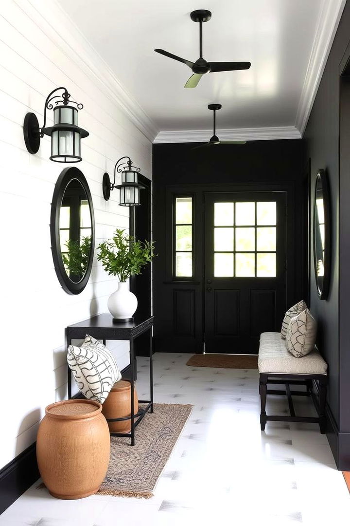 Classic Black and White - 22 Shiplap Wall Entryway Ideas