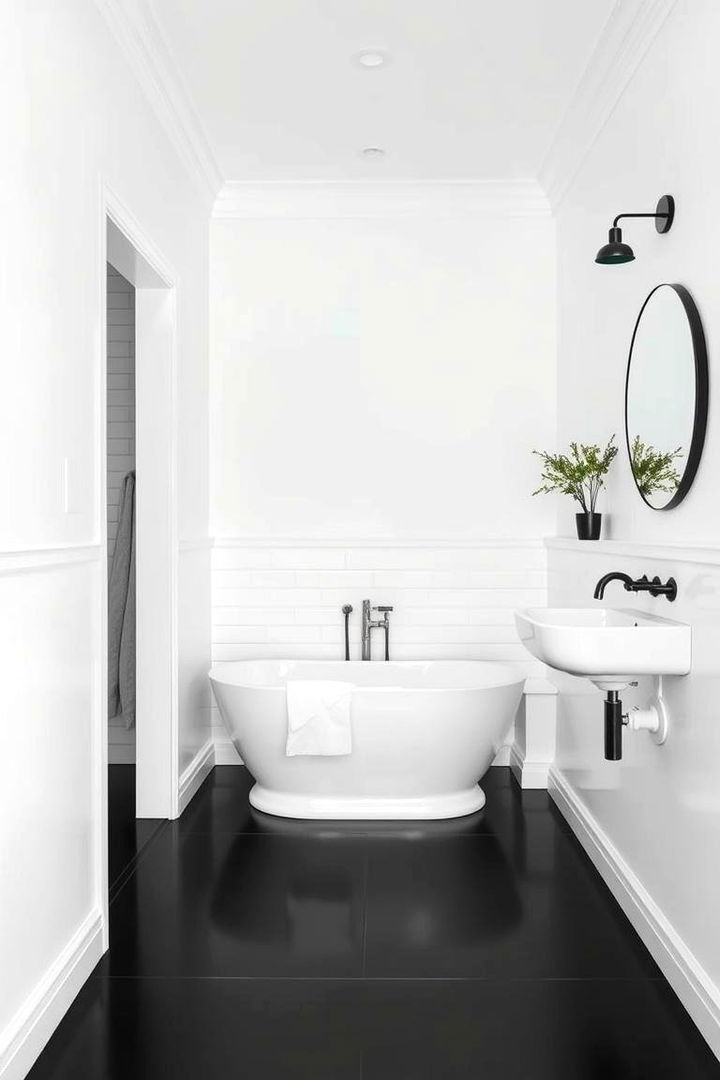 Classic Black and White - 22 Black Floor Bathroom Ideas