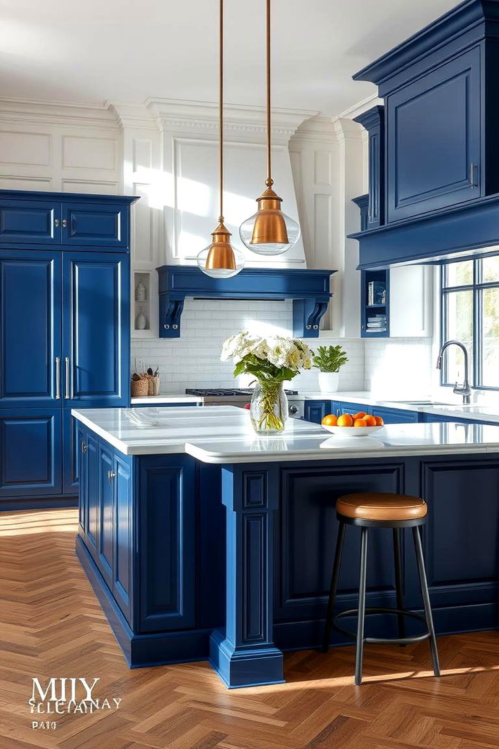 Classic Blue and White Harmony - 22 Blue Kitchen Island Ideas