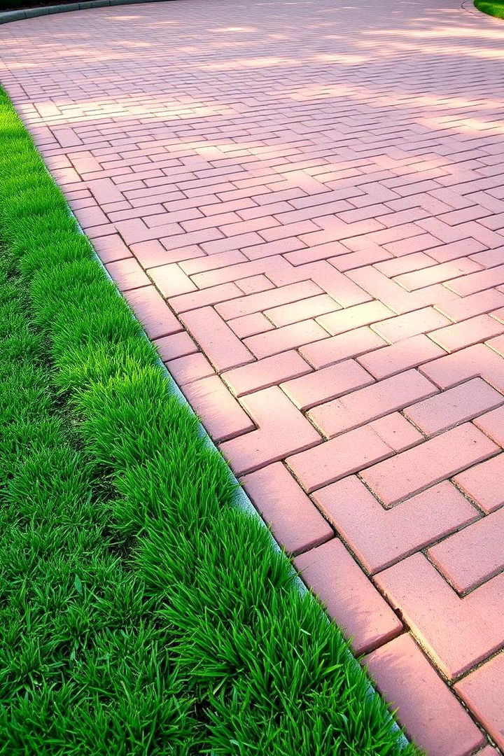 Classic Brick with Grass Border - 22 driveway entrance ideas