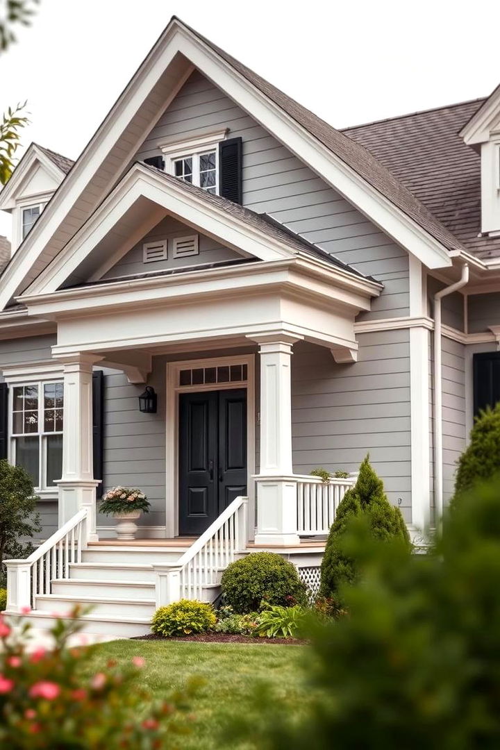 Classic Charm with a Contemporary Twist - Light Grey House with White Trim Design Inspirations