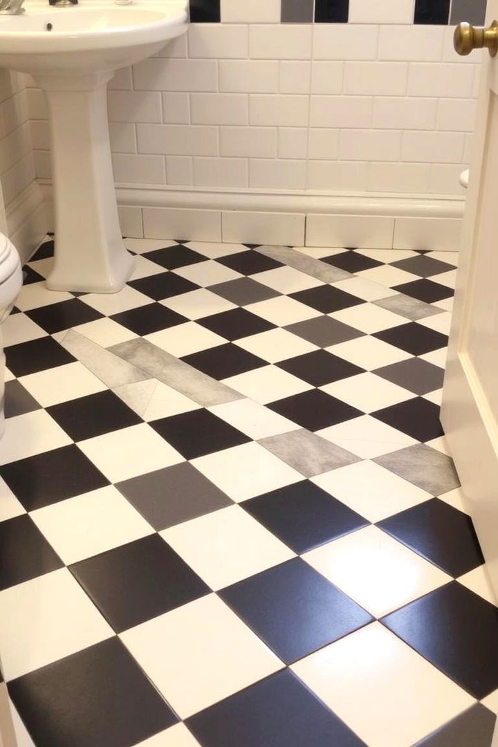 Classic Checkerboard Flooring - 22 Black and White Bathroom Ideas
