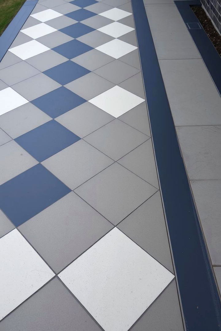 Classic Checkerboard - 22 Concrete Walkway Painting Ideas
