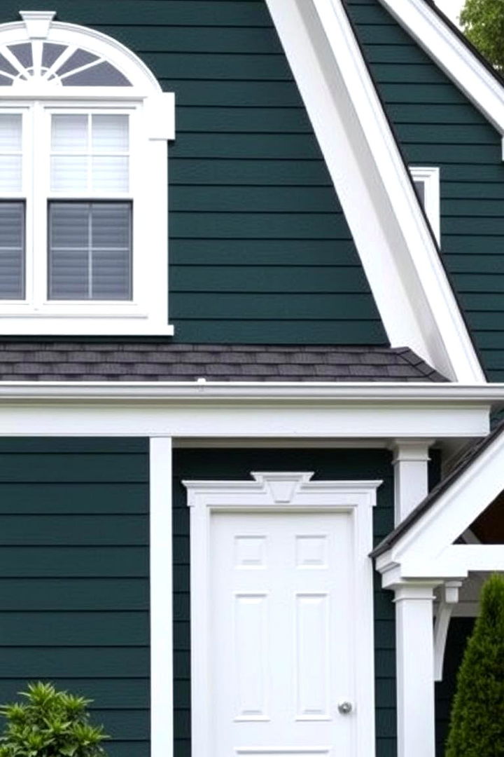Classic Contrast Charm - 22 Dark Green Exterior Paint Color Schemes