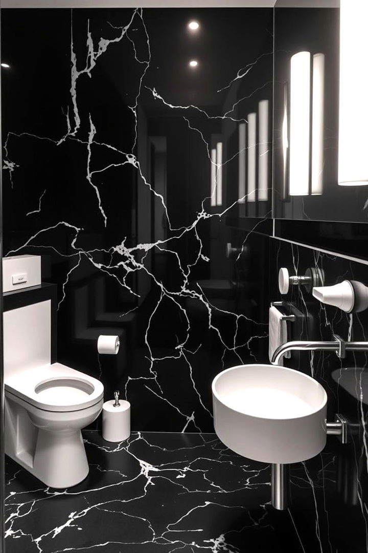 Classic Contrast Pairing Black Marble with White Highlights - 22 Black Marble Bathrooms