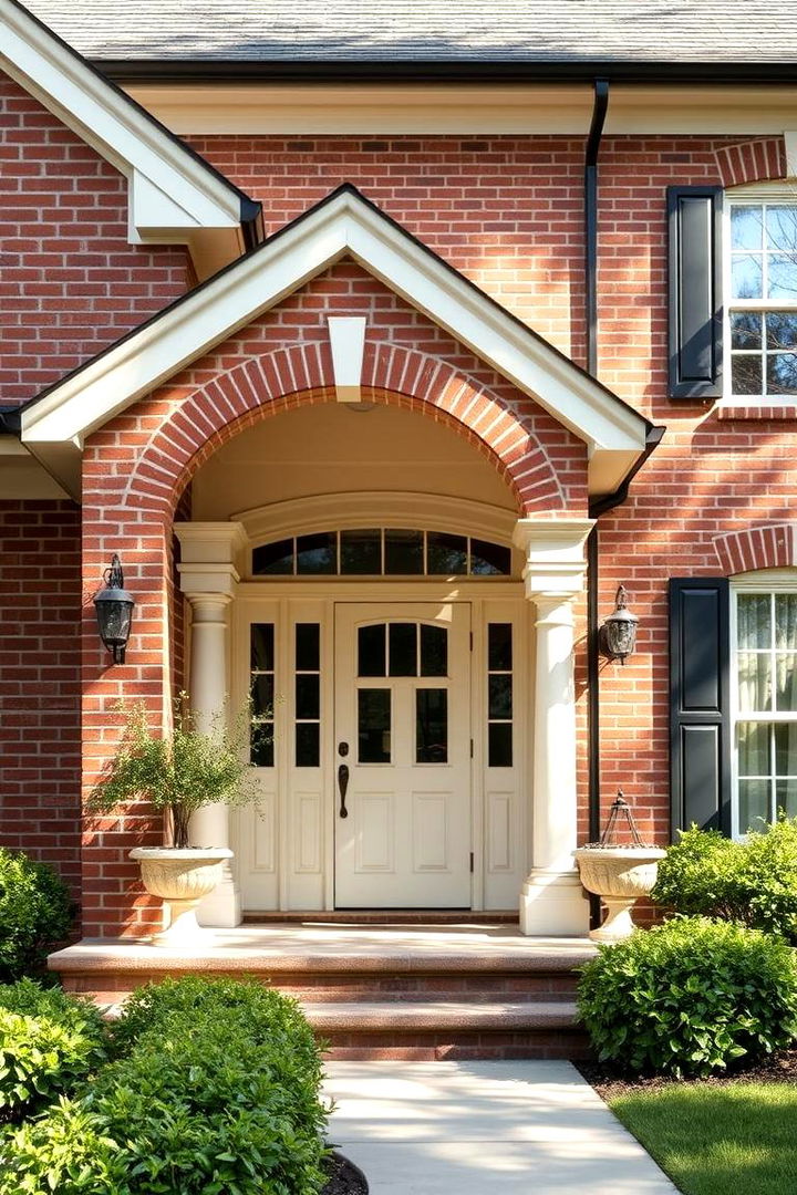Classic Creamy Accents - 22 Exterior Brick Paint Color Ideas