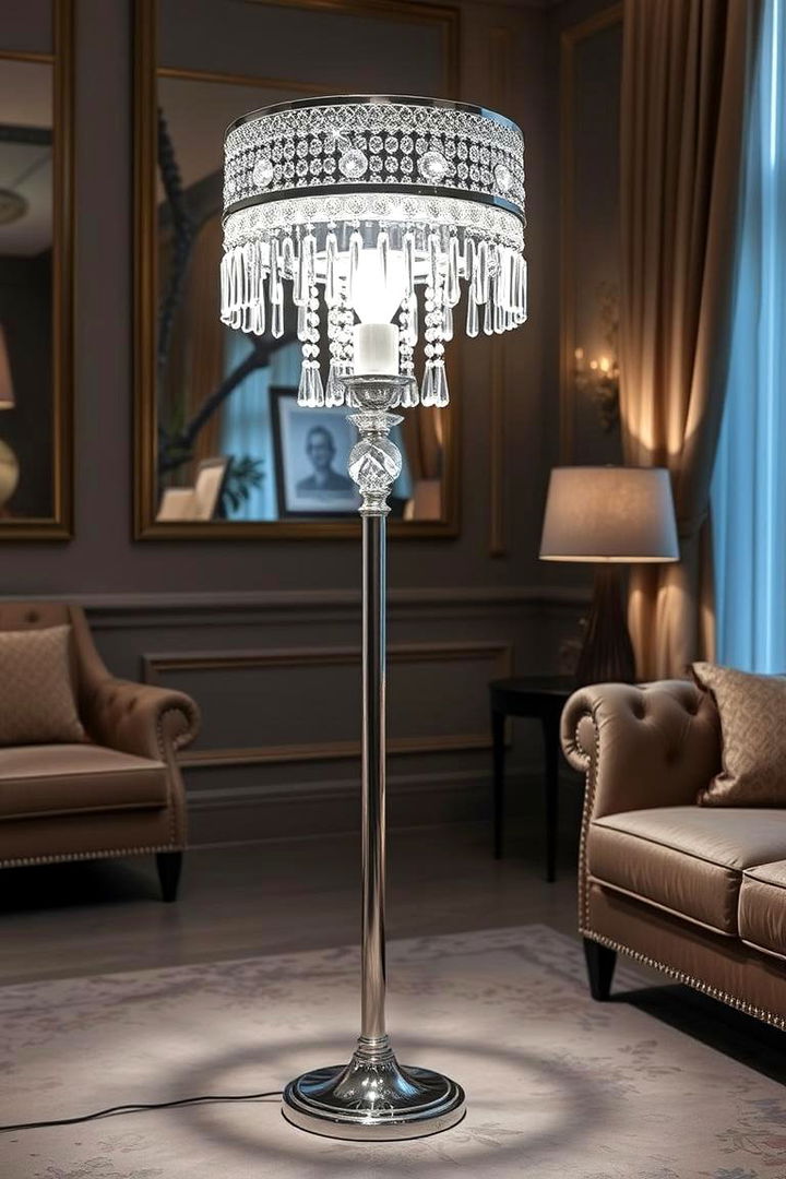 Classic Crystal Embellishments - 22 Living Room Floor Lamp Ideas and Inspiration