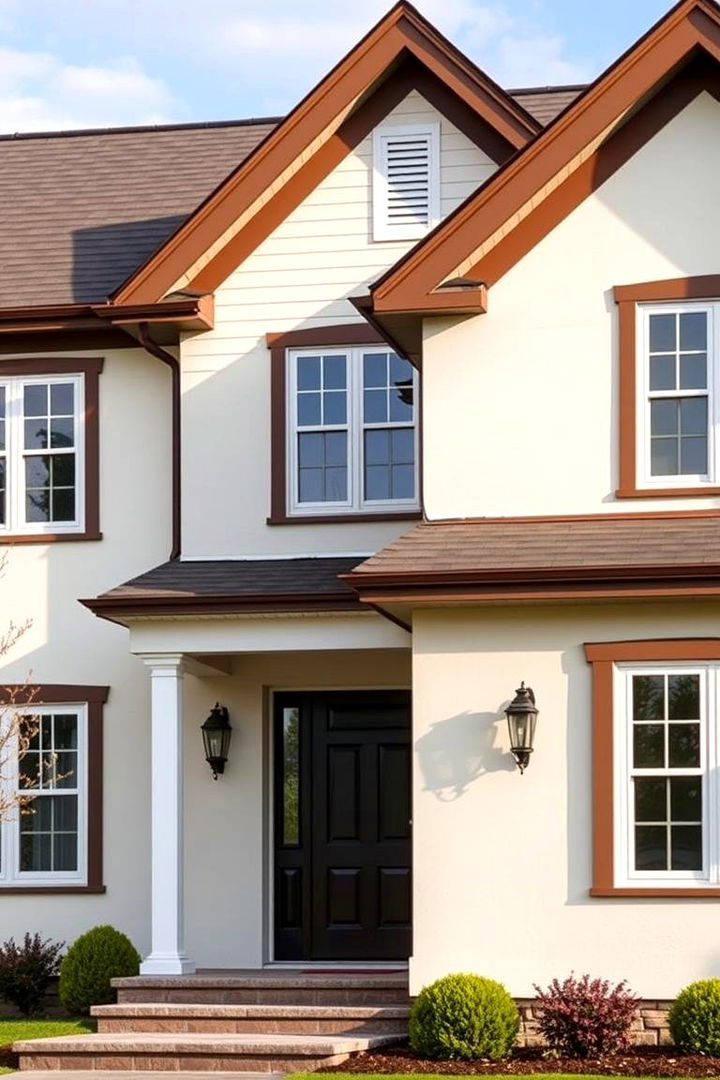 Classic Dual Tones Exterior - 22 Cream and Brown House Exterior Ideas