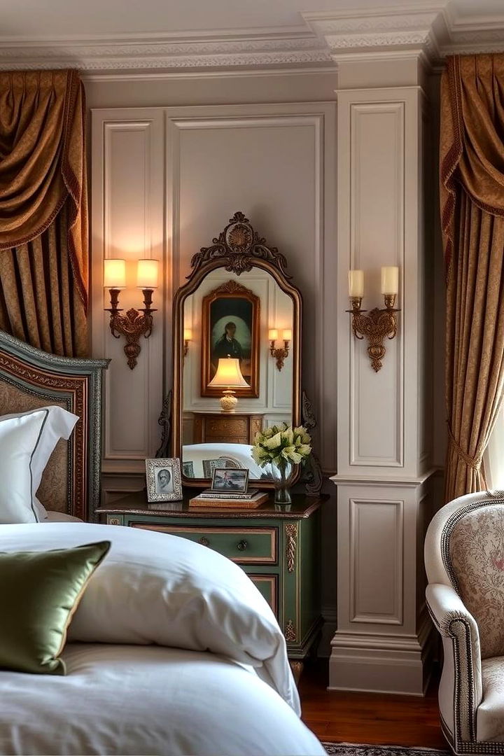 Classic Elegance - 22 Mirror Behind Nightstand Design Ideas