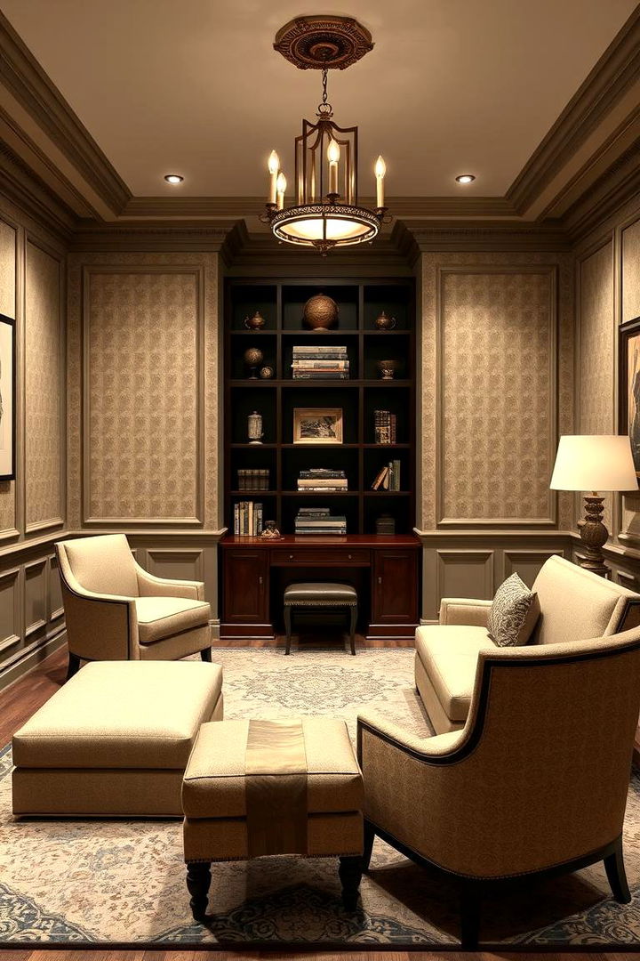 Classic Elegance Basement Office - 22 basement office ideas