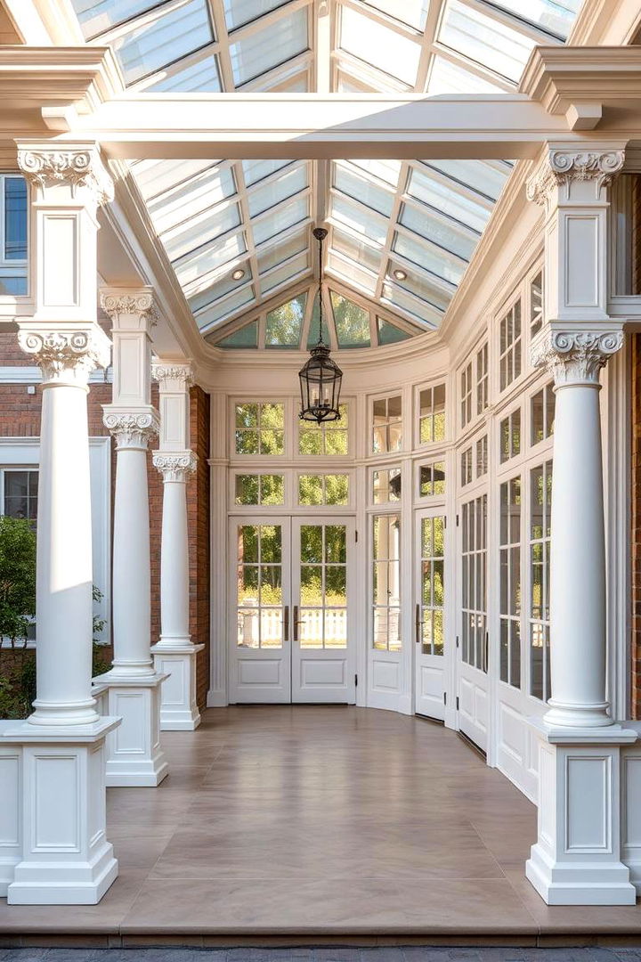 Classic Elegance Glass Porches with Columns - 22 Glass Porch Design Ideas