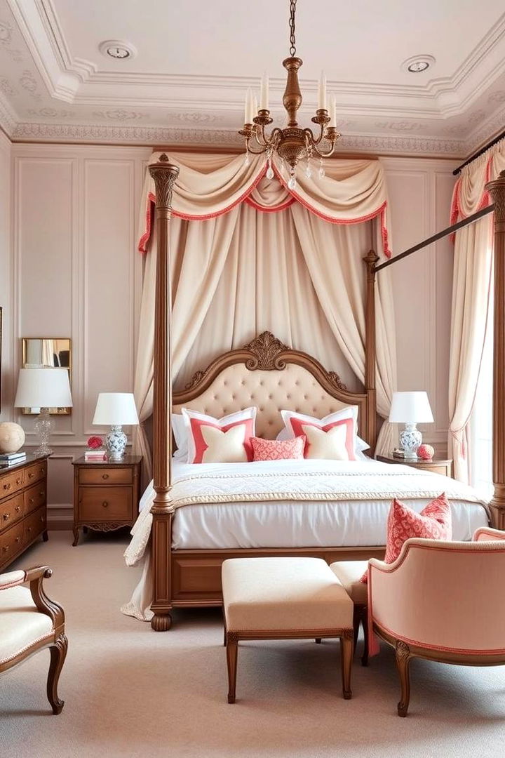 Classic Elegance with Coral Detailing - 22 Coral Bedroom Ideas