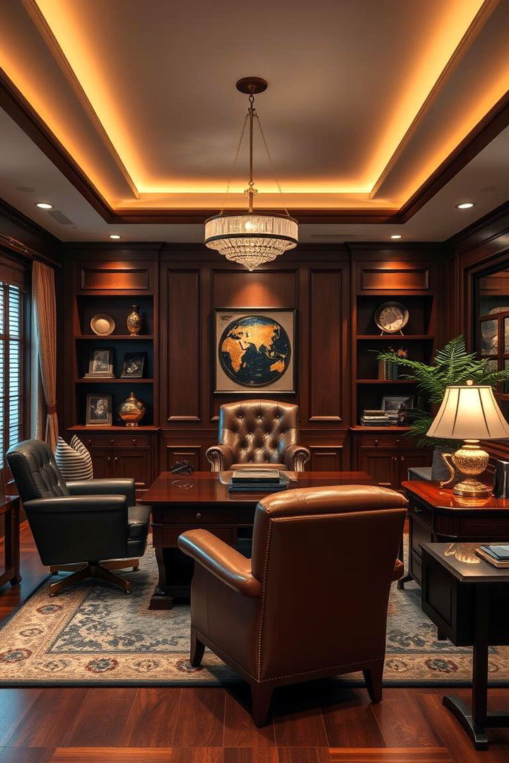 Classic Executive Elegance - 22 Man Cave Office Ideas