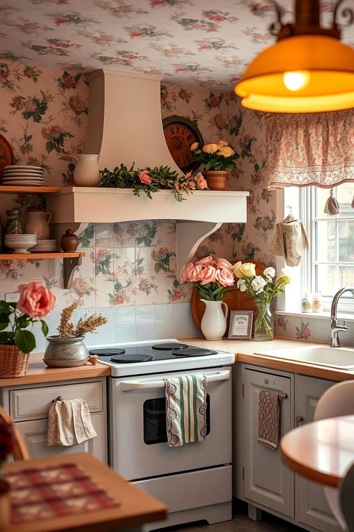 Classic Floral Prints - 22 Kitchen Wallpaper Ideas