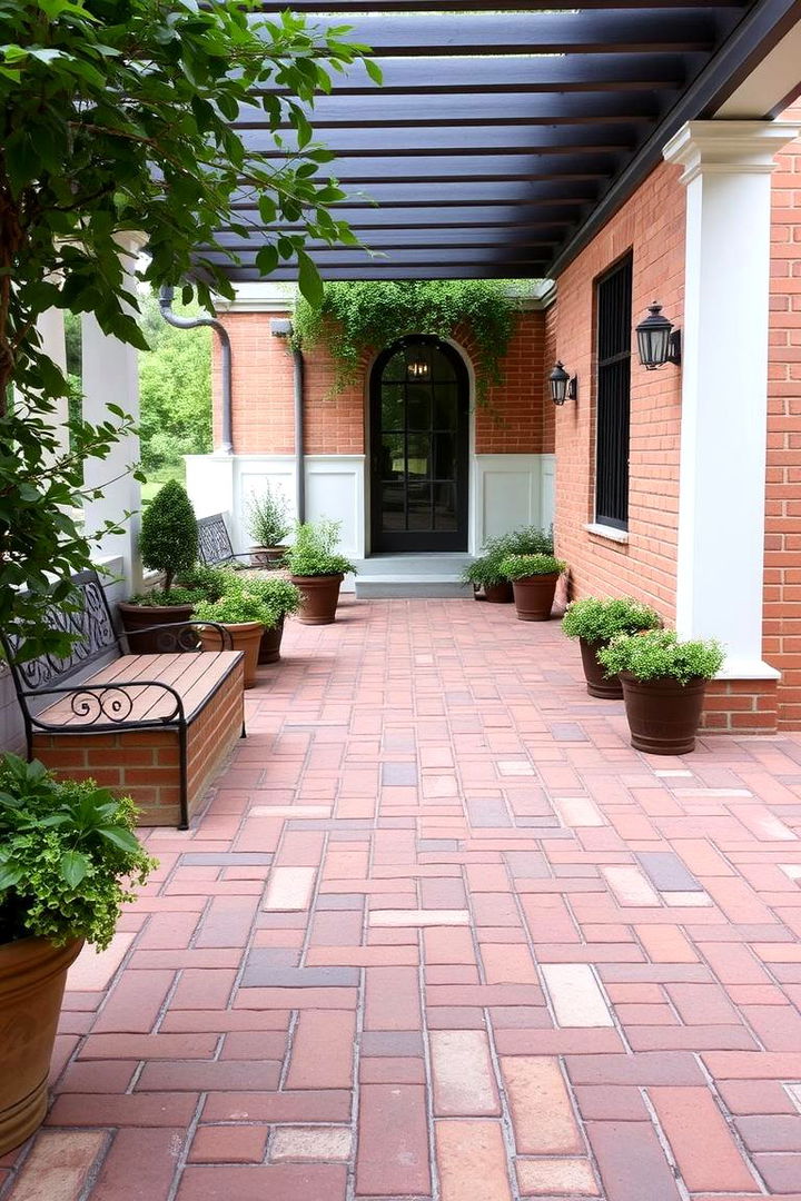 Classic Herringbone Elegance - 22 herringbone brick patio designs