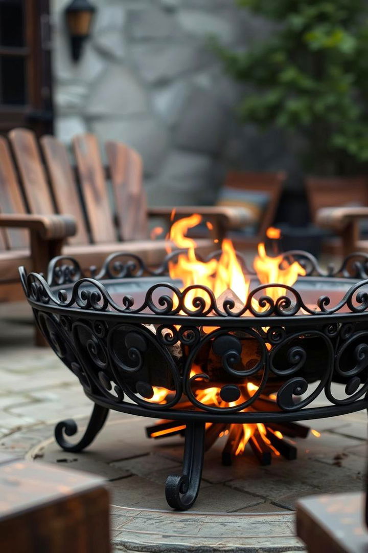 Classic Iron Firepit Feature - 22 Patio Ideas With Firepit