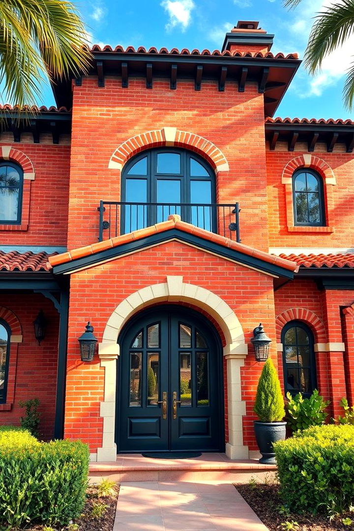 Classic Mediterranean Flair - 22 Red Brick House with Black Trim Design Ideas