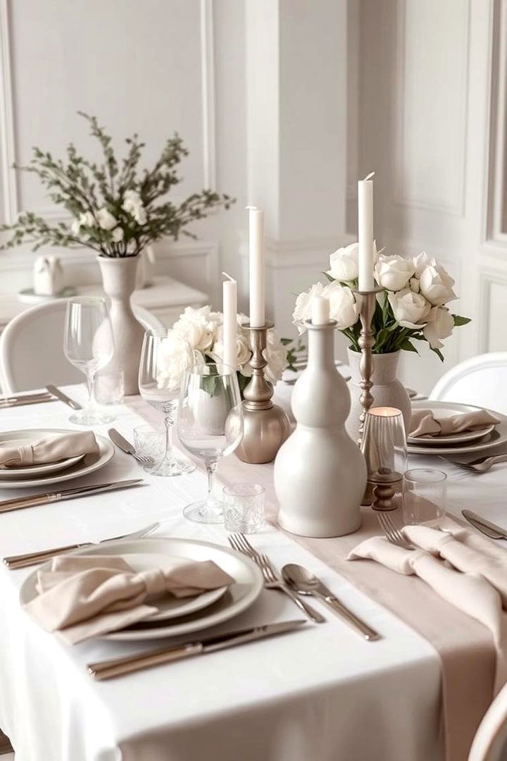 Classic Monochromatic Theme - 22 Dining Room Table Decor Ideas