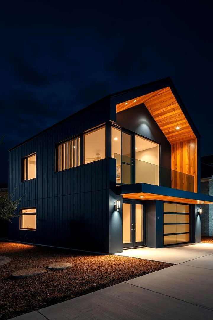 Classic Navy Contrast - 22 Paint Colors for a Modern Black House With Cedar Accents