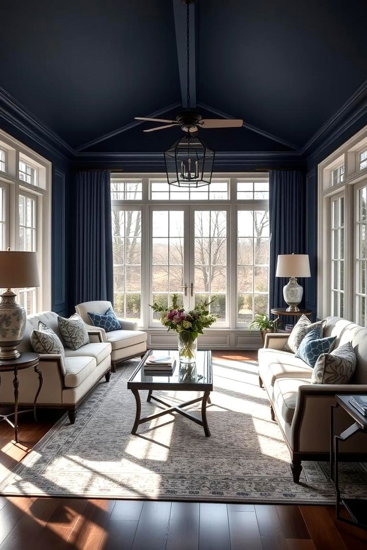 Classic Navy Distinction - 22 Sunroom Color Ideas