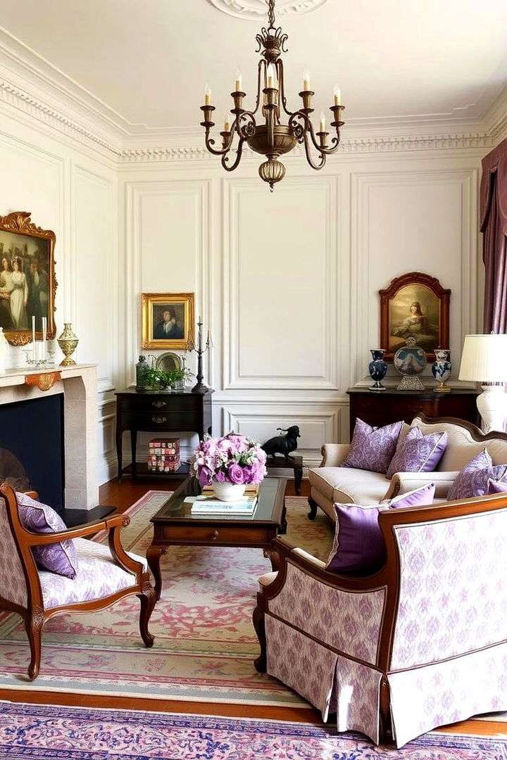 Classic Purple Antique Touch - 22 Purple Living Room Ideas