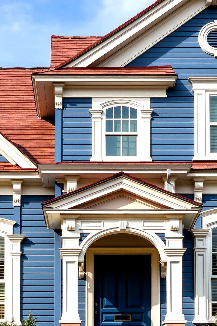 Classic Revival - 22 blue exterior home with a brown roof ideas