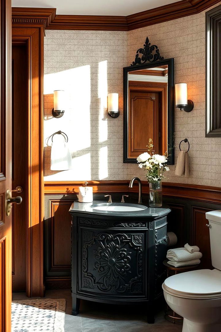 Classic Rich Texture - 22 Black Vanity Bathroom Ideas