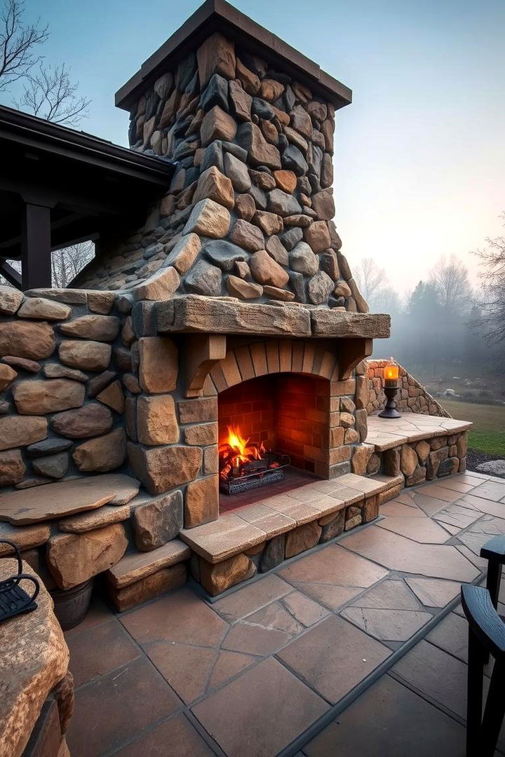 Classic Stone Fireplace - 22 Rustic Outdoor Fireplace Ideas