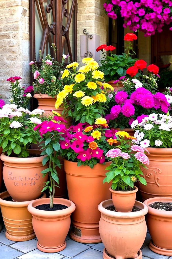 Classic Terracotta Pot Arrangements - 22 Mediterranean Patio Ideas