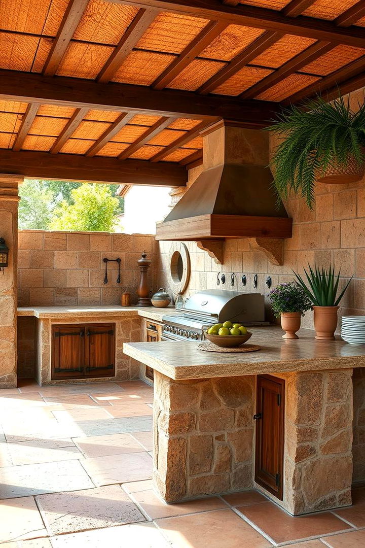 Classic Terracotta Tiles - 22 Outdoor Kitchen Roof Ideas